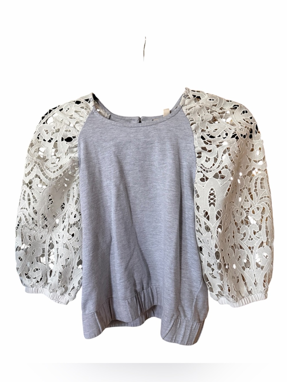 Anthropologie Dolan Left Coast Gray Lace Sleeve Sweatshirt Size S Style 173801